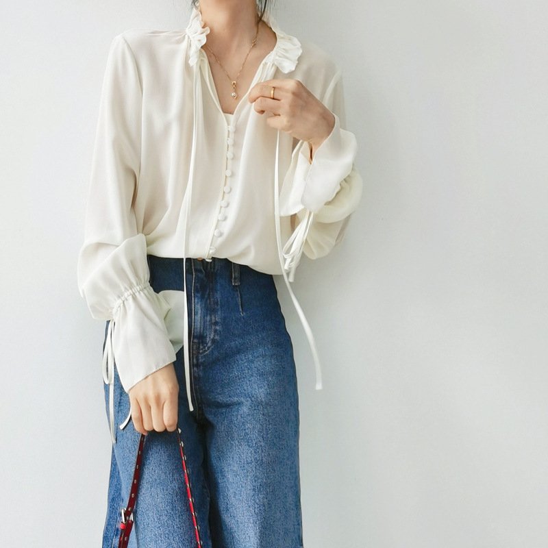 French Chic Long-sleeve Ruffled Dress