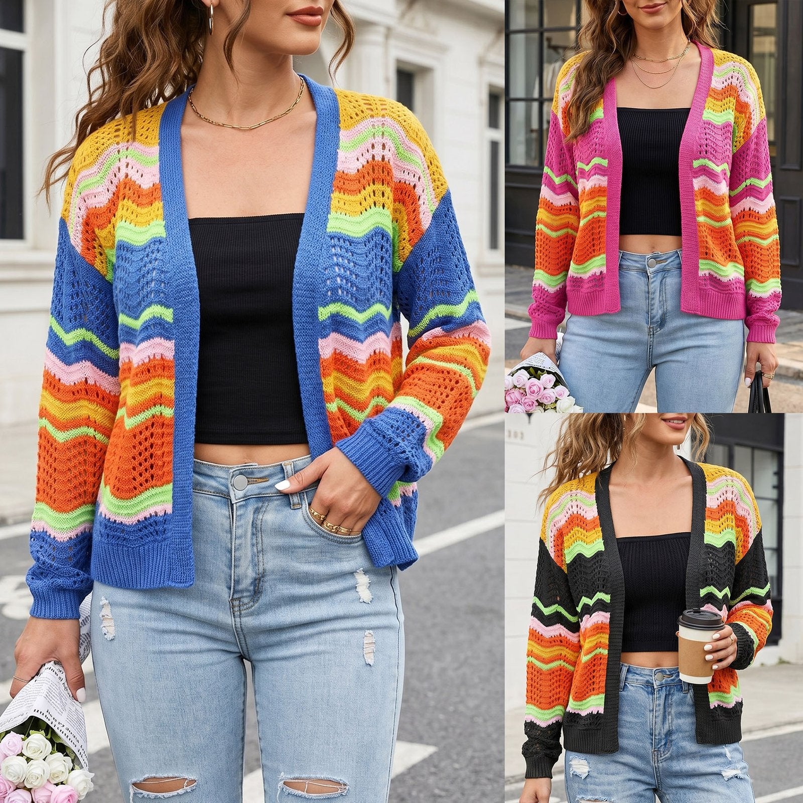 Cozy Rainbow Patchwork Sweater