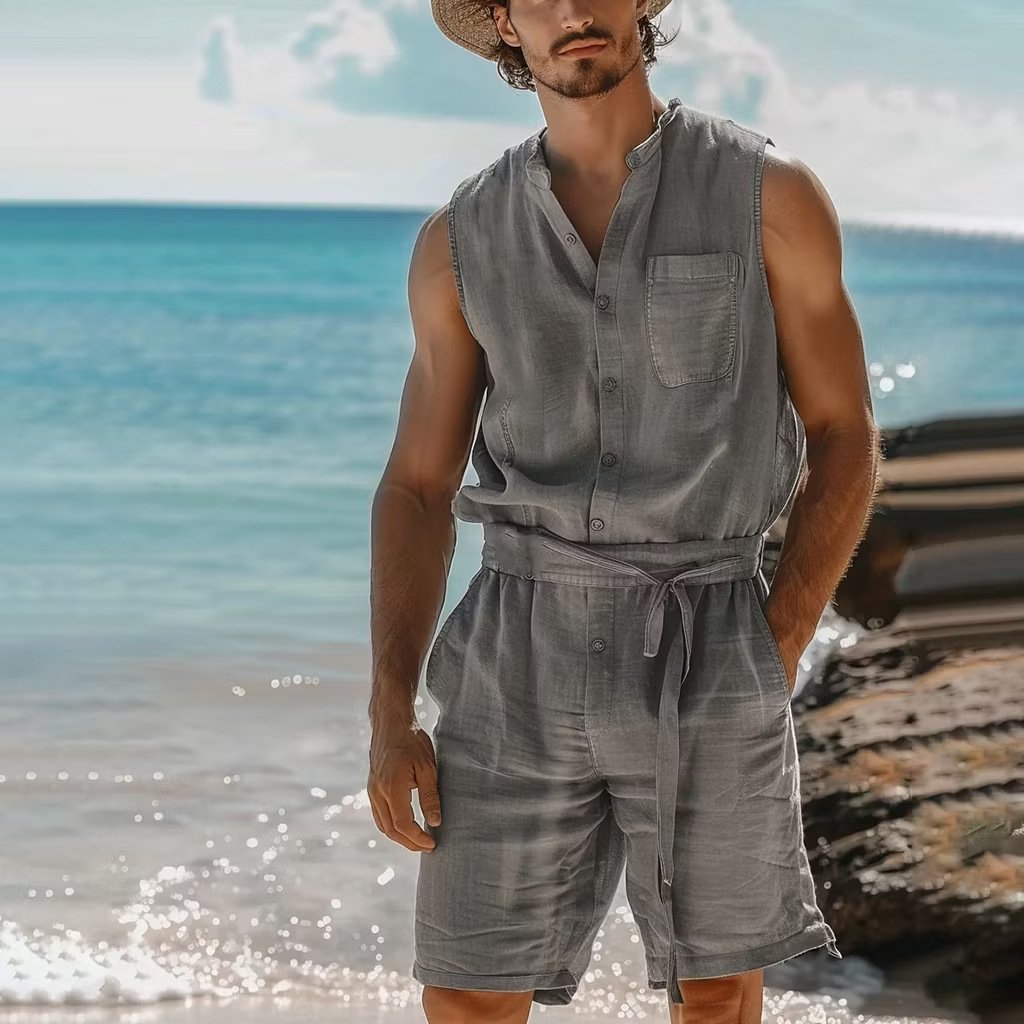 Men's Summer Nap Vest and Shorts Set