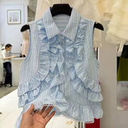 Classic Striped Blouse with Ruffled Hem