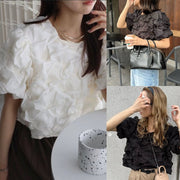 Elegant Ruched Puff Sleeve Blouse