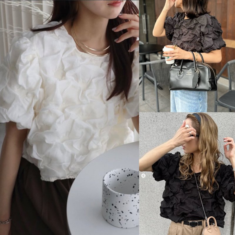 Elegant Ruched Puff Sleeve Blouse