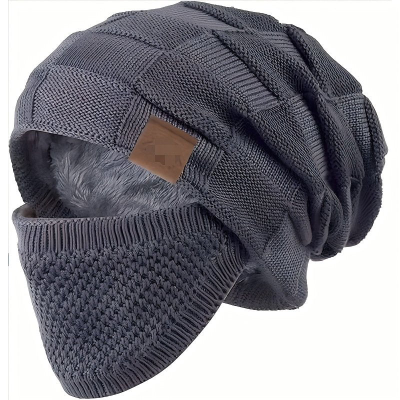 Warm Plaid Pullover Hat for Women