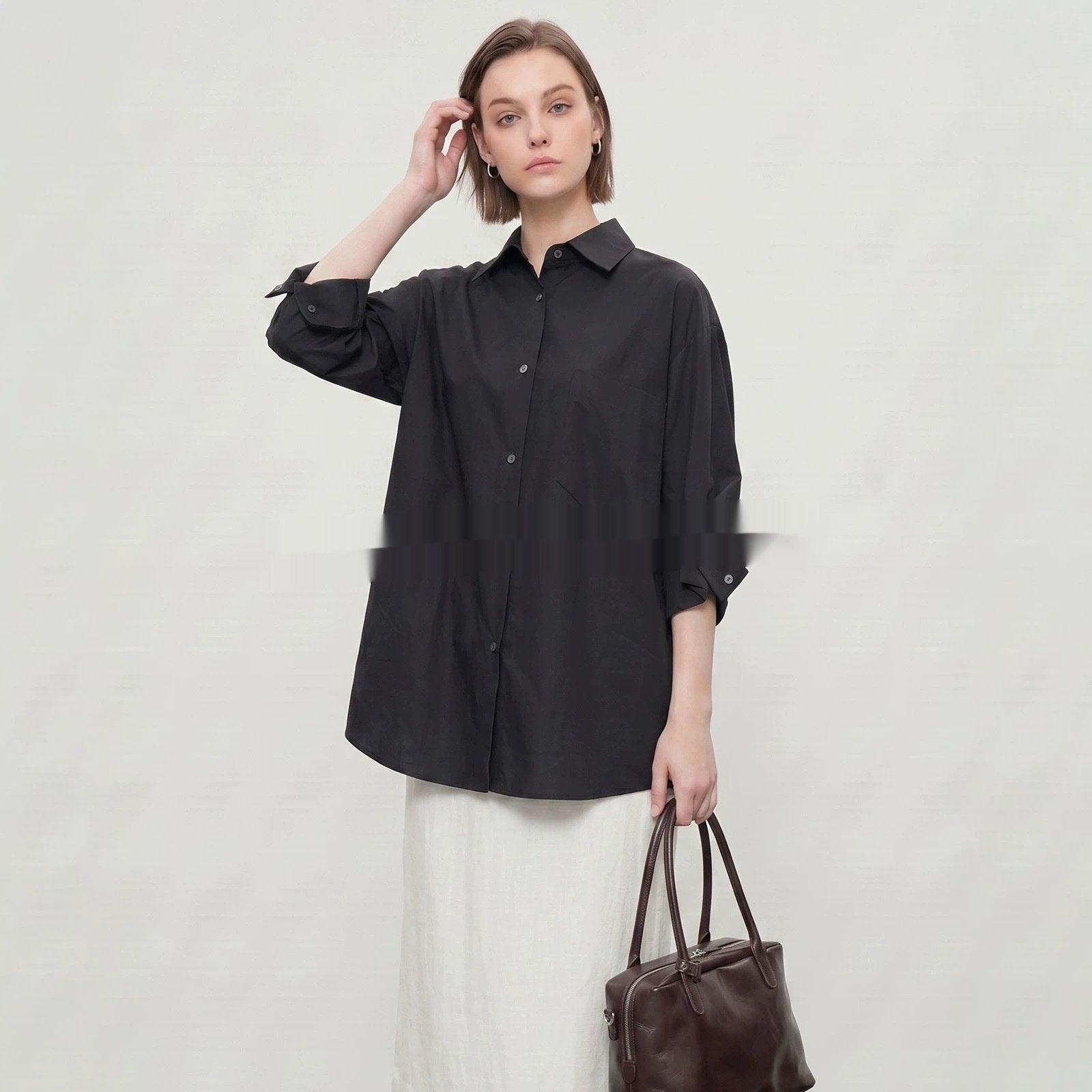 Cozy Long Sleeve Blouse with Lapel Detail
