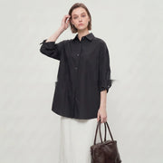 Cozy Long Sleeve Blouse with Lapel Detail