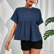 Casual Linen Short Sleeve Top for Women
