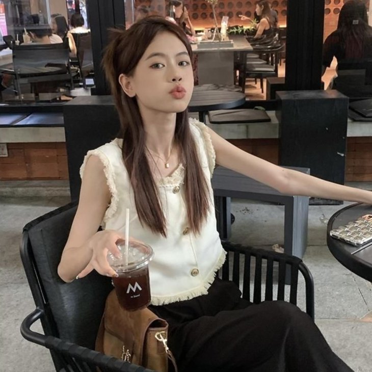 Flattering Beige Tassel Vest for Women