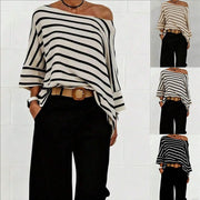 Casual Striped Batwing Sleeve T-Shirt
