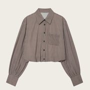Retro Plaid Long Sleeve Blouse for Women