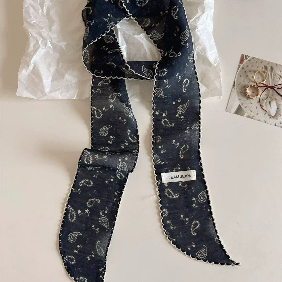 Retro Floral Silk Scarf for Women
