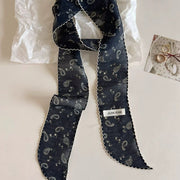 Retro Floral Silk Scarf for Women