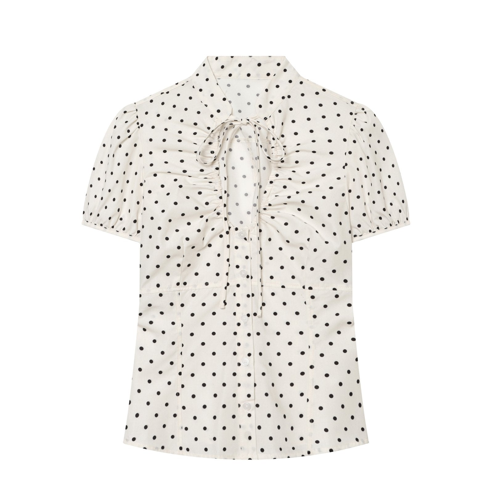 Polka Dot Blouse with Bow-Knot & Thin Straps