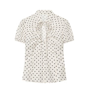 Polka Dot Blouse with Bow-Knot & Thin Straps