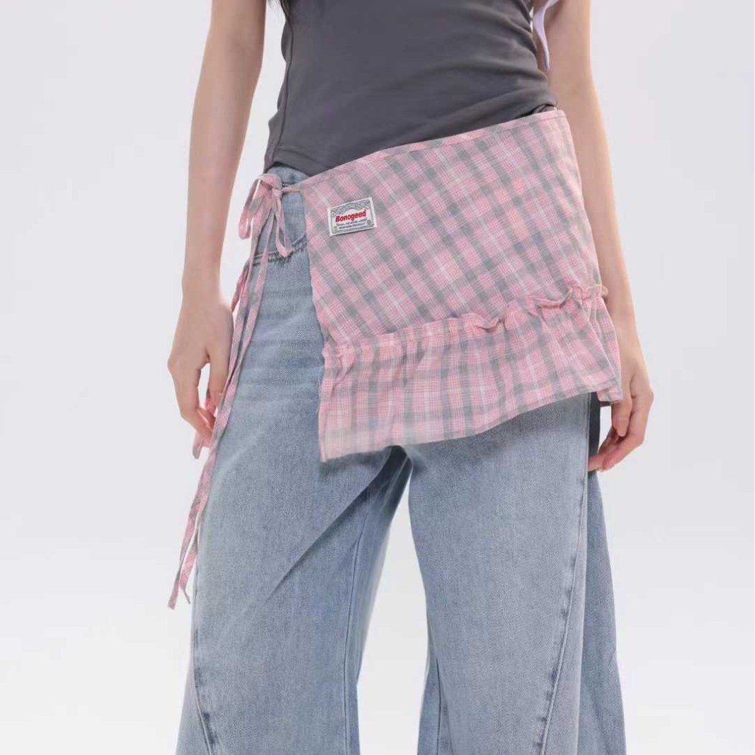 Preppy Plaid Skirt with Ruffled Hem & A-line Tiered Design