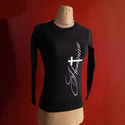 Edgy Dark Crew-neck Long-sleeve Tee for Women