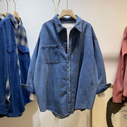 Vintage Denim Cardigan Shirt for Women - Relaxed Fit