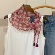 Floral Plaid Triangle Scarf - Spring Trendy Headwear