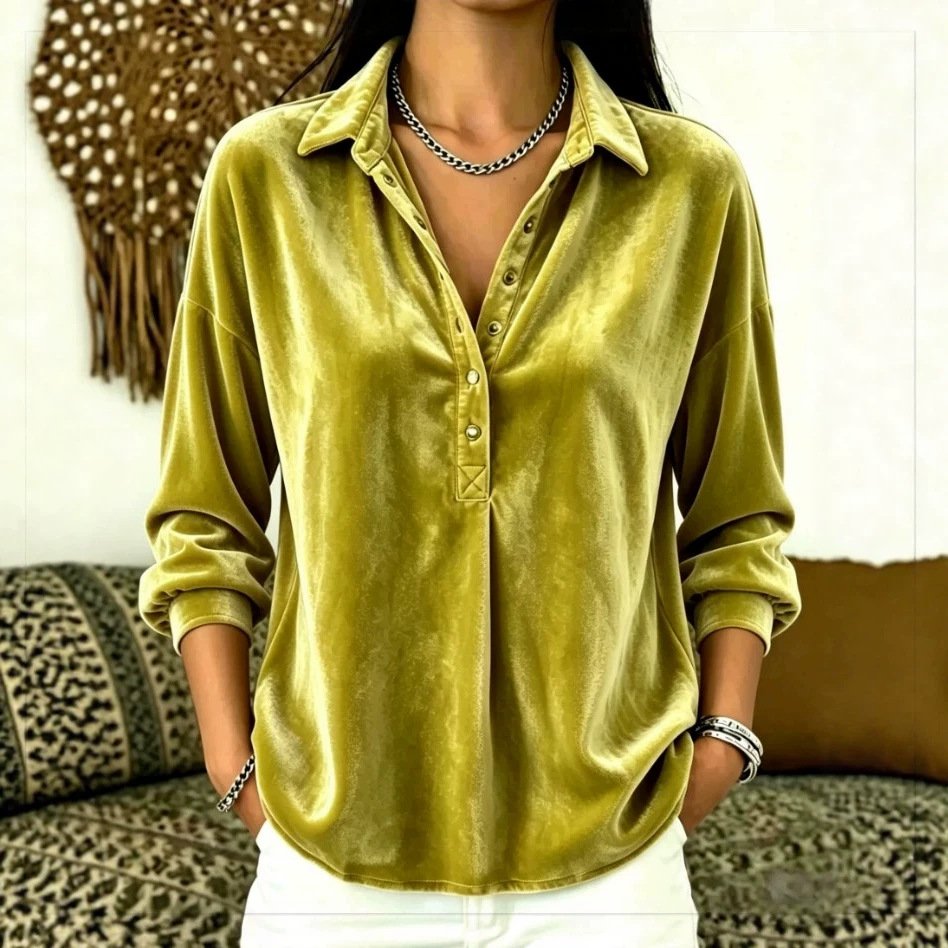 Velvet Blazer with Lapel Neckline for Women