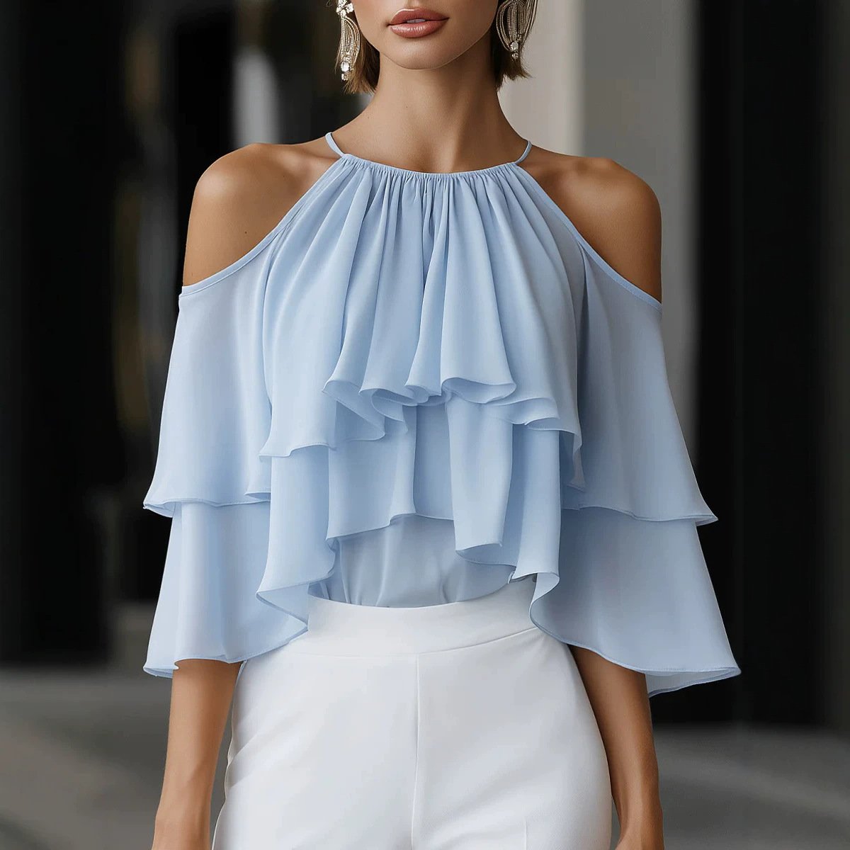 Elegant Ruffled Blouse for Women - Versatile Summer Top