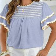 Ruffled Short-sleeve Blouse for Women