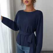 Cozy Royal Blue Long-Sleeve Sweater for Women