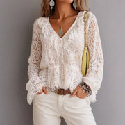 Lace Long Sleeve Blouse for Women - Slim Fit Street Fashion