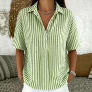 Casual Striped Women's Short Sleeve Shirt