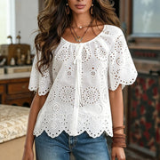 Elegant Lace-Up Geometric Shirt for Women