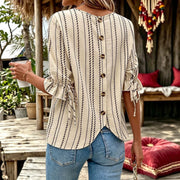Apricot Striped Loose-fit Blouse for Women