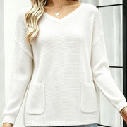 Loose V-Neck Knit Top for Women