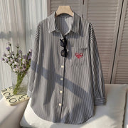 Elegant Long-Sleeve Shirt with Heart Embroidery