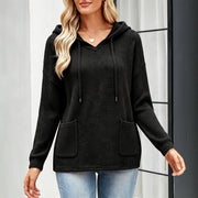 Loose-Fit Knitted Hooded Top for Women