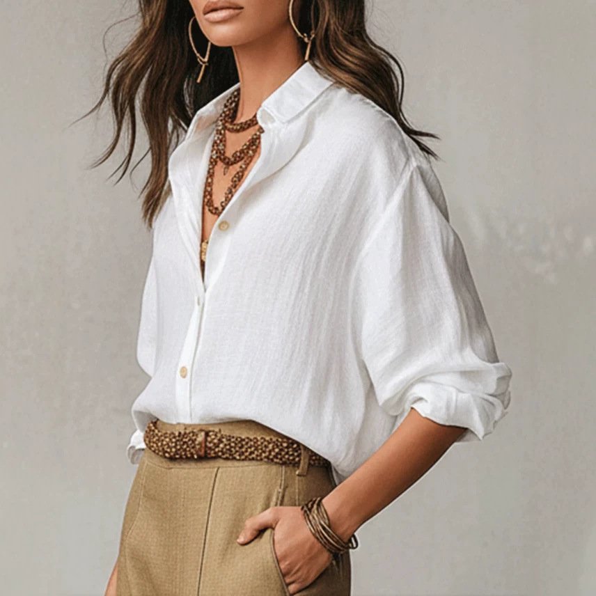 Breathable Long Sleeve Button Down Shirt for Women