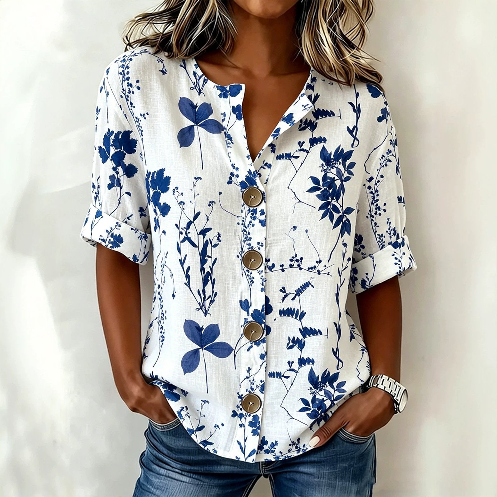 European Style Slim Fit Cotton-Linen Shirt