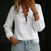 Loose-Fit Ruffled Blouse for Women