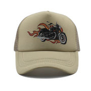 Elegant Summer Visor Cap with Motorcycle Print