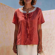 Chic Lace-up T-shirt Top for Women