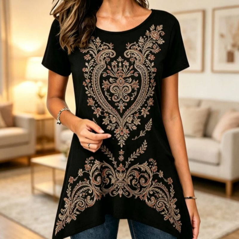 Elegant Gold Baroque Blouse for Women