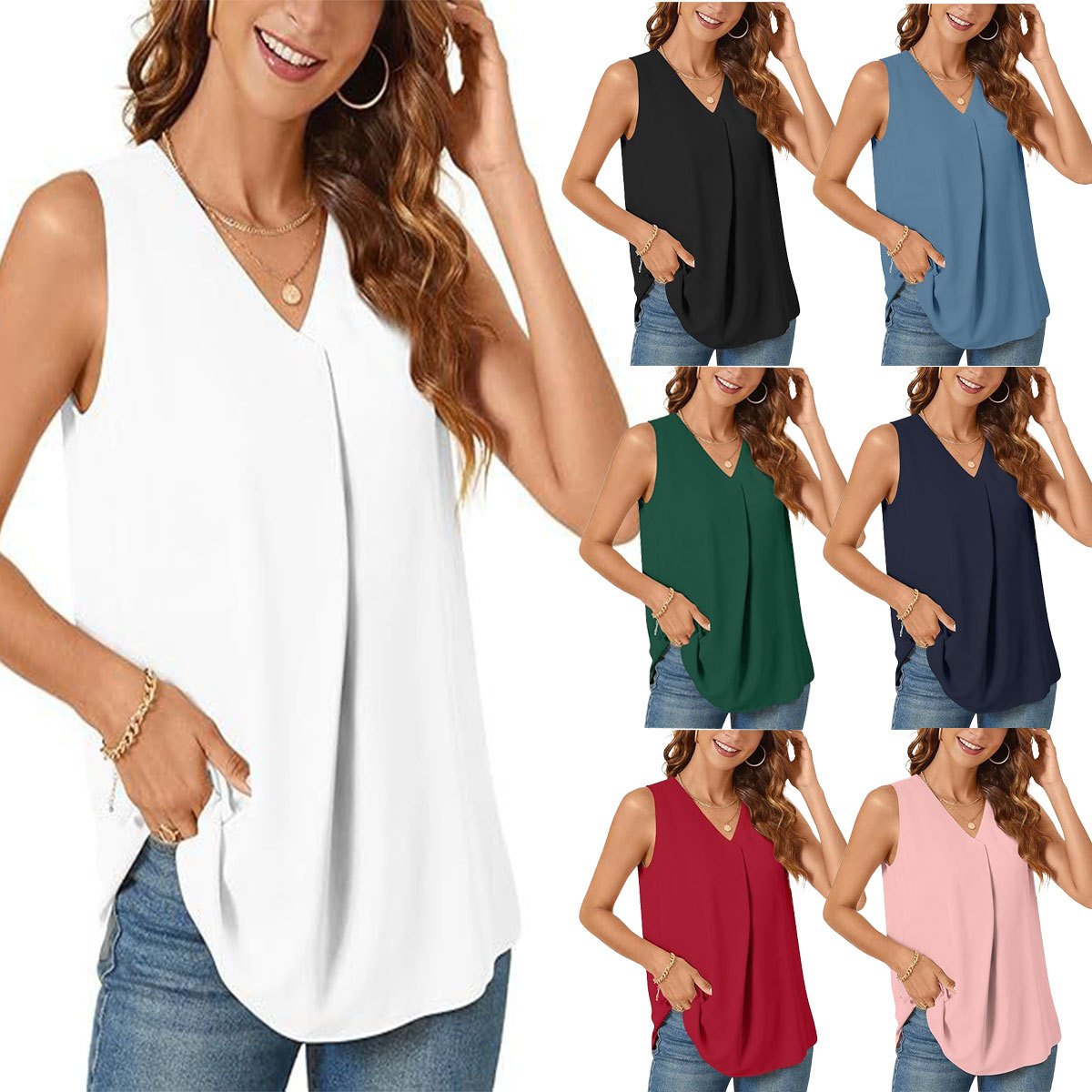 Relaxed Fit Sleeveless V-Neck T-Shirt