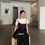 Layering Mock Two-piece T-shirt Set for Women