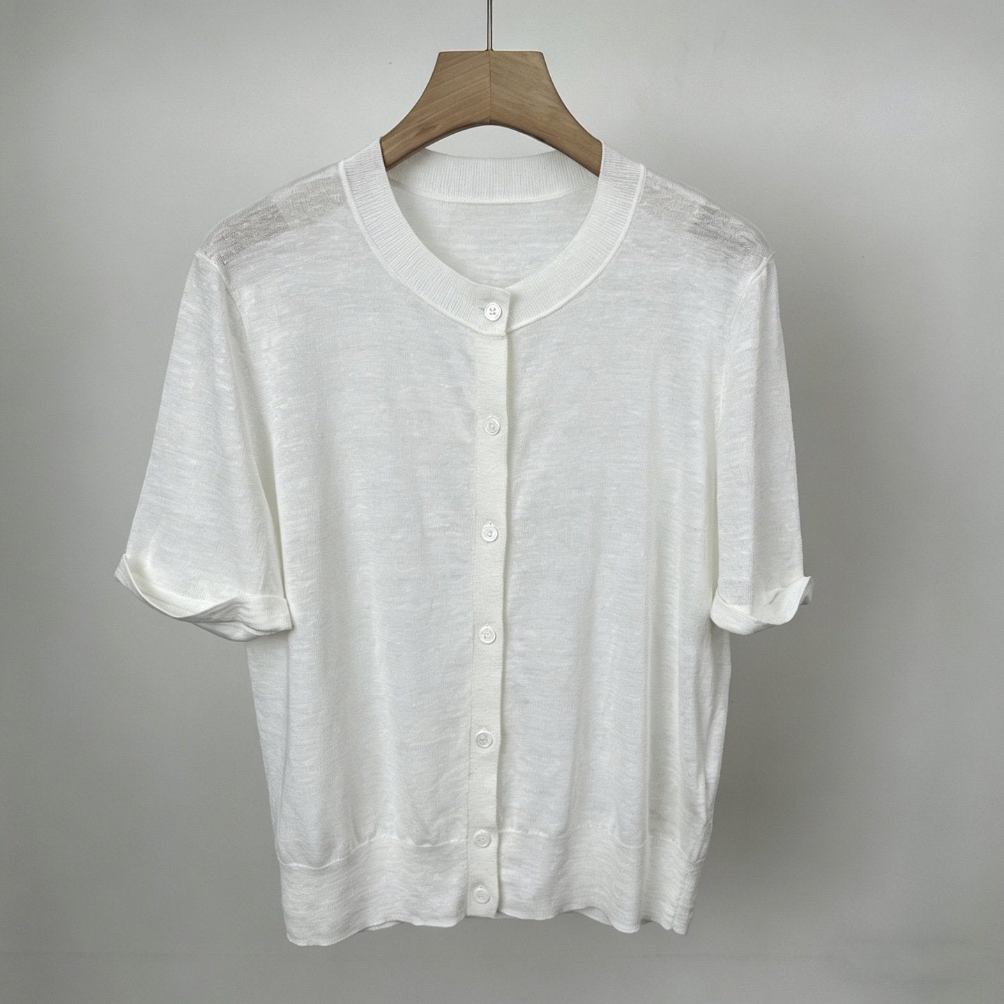 Linen Crew Neck Casual Top for Women