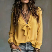 Casual Bow Tie Neckline Shirt for Women