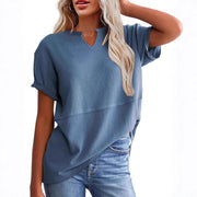 Fitted Patchwork V-Neck Blouse for Women