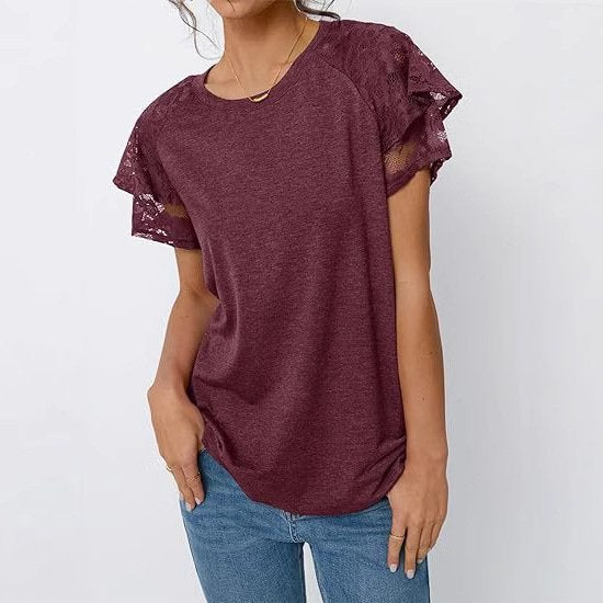 Elegant Patchwork Short Sleeve Top for Women