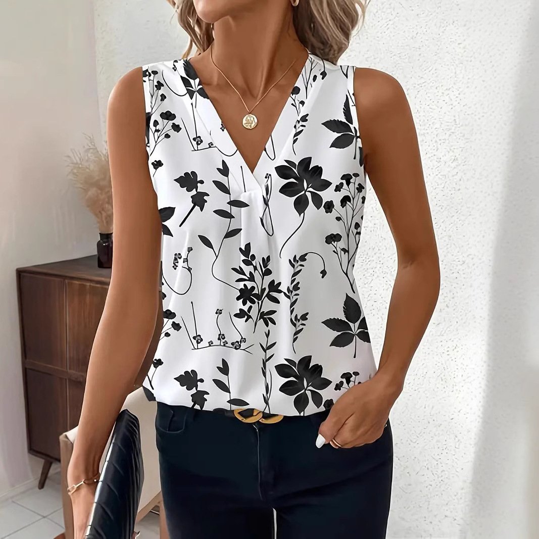 Floral Print Sleeveless Top for Women