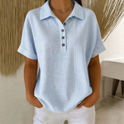 Retro Striped Polo Shirt for Women