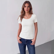 Summer Slim Fit Square Neck T-Shirt