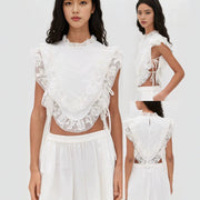 Sheer Chic Lace Panel Blouse