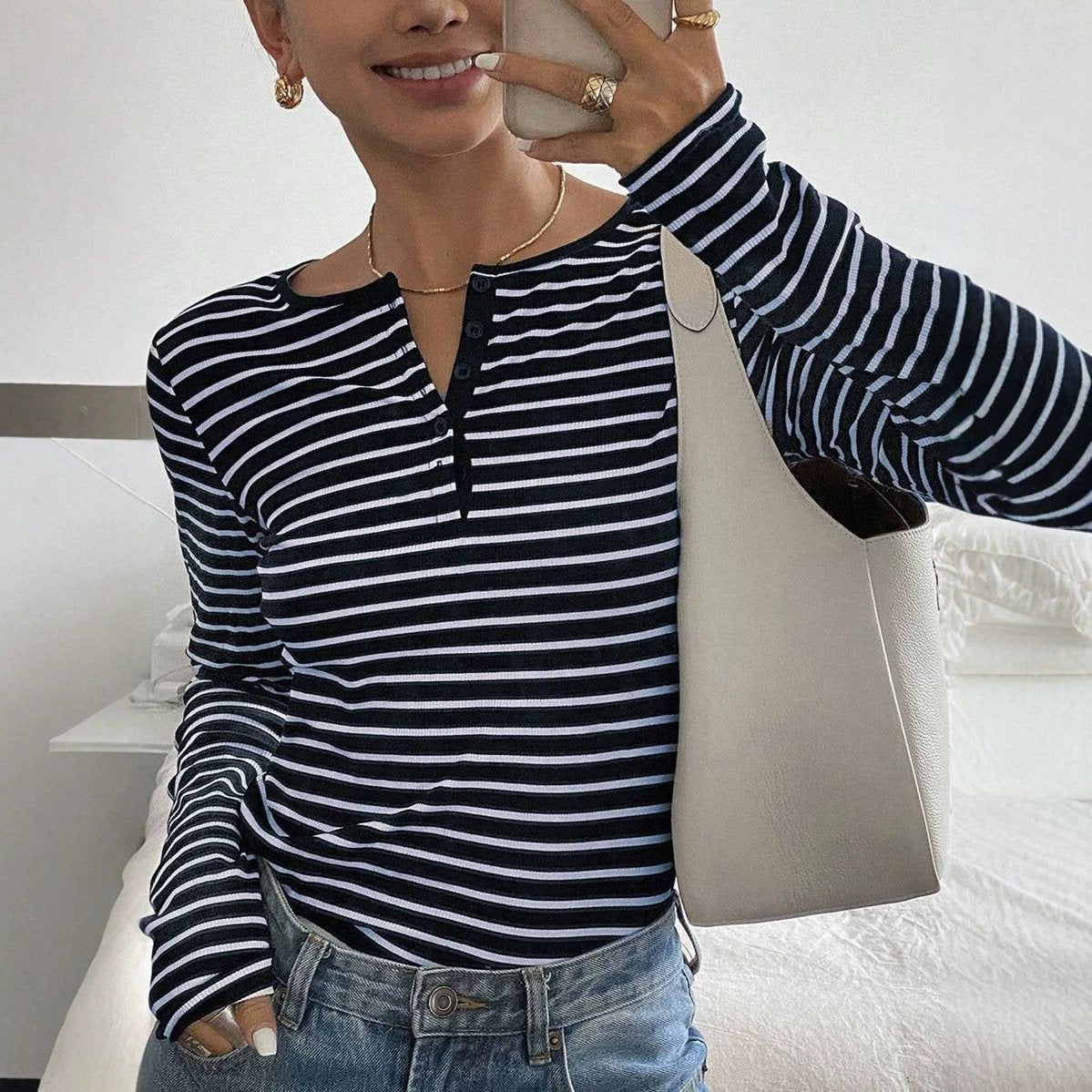 Casual Women's Striped Long-Sleeve Tee