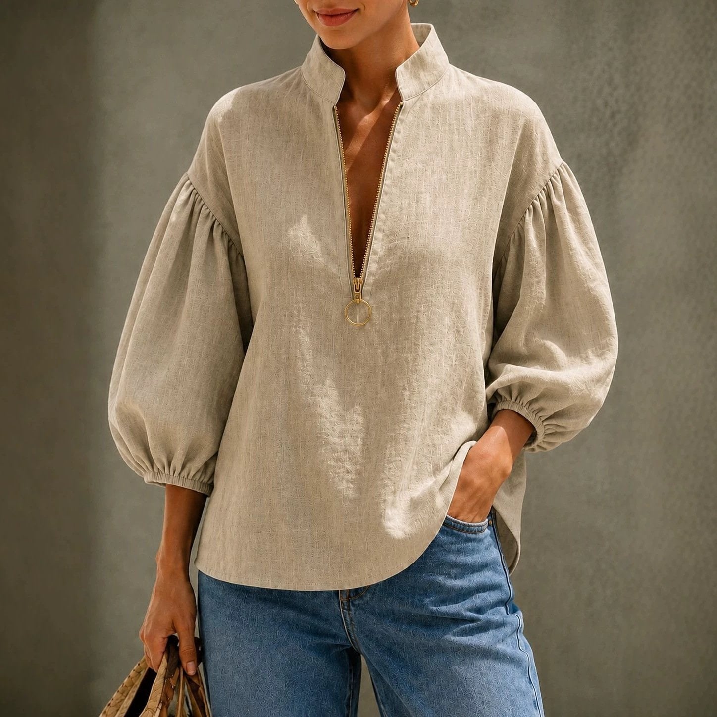 Relaxed Fit V-Neck Top